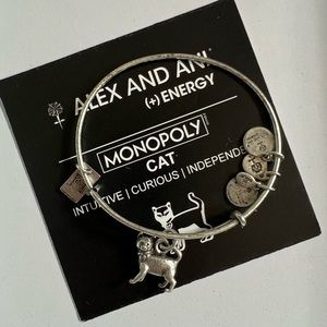 Alex and Ani x Hasbro Silver Monopoly Cat Bracelet w/ info card